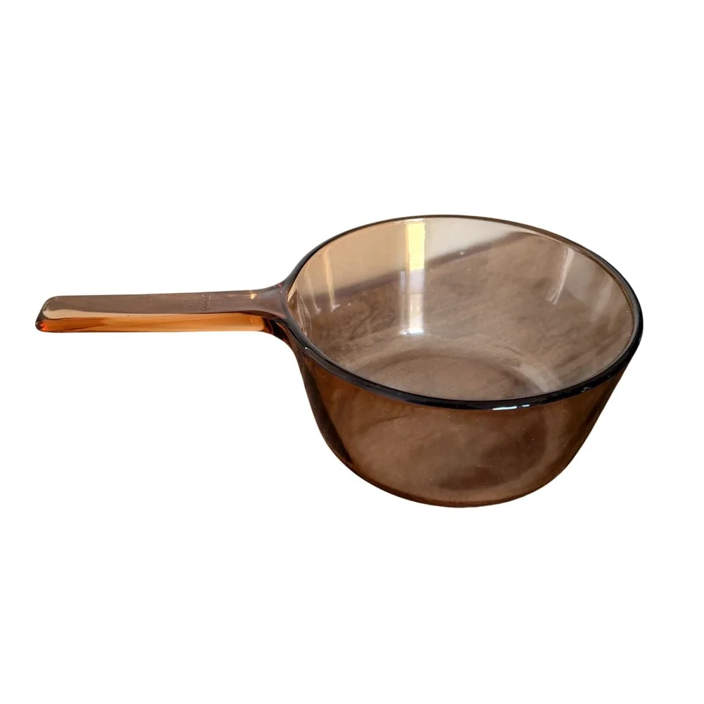 Corning Visions Saucepan 1.5L Amber Glass Cookware Vintage MCM Stovetop USA Made